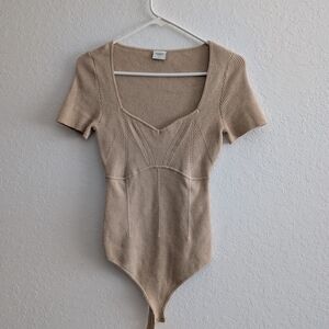 Abercrombie & Fitch Cream Ribbed Bodysuit